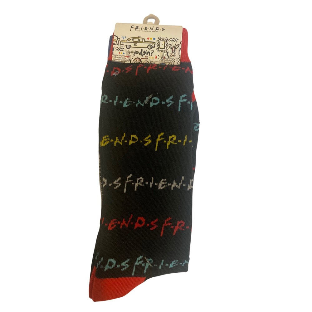 FRIENDS Novelty Crew Socks Fits Mens Shoe Size 6-12
